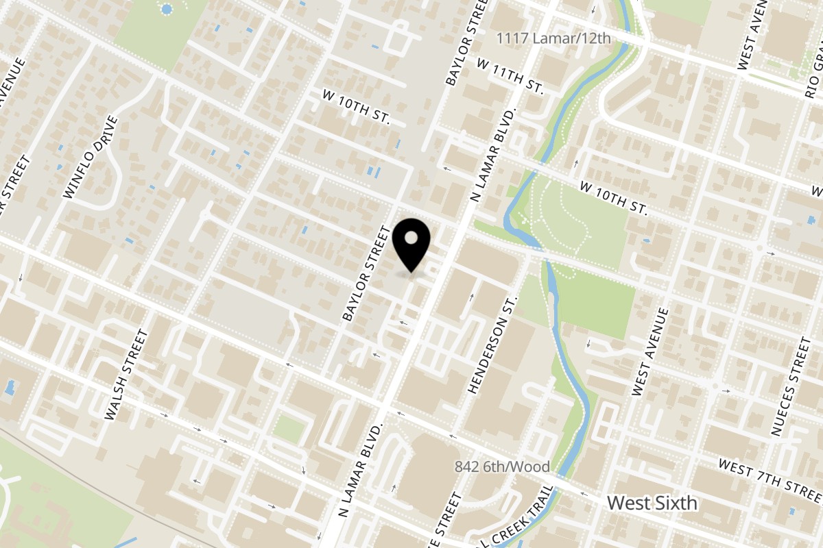 Map showing the location of LS FAST FOOD AUSTIN on 704 N Lamar Blvd in Austin